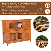 Large Wooden Guinea Pig Hutch With Antifungal Fir Boards For Outdoor Use, Yellow AOSOM