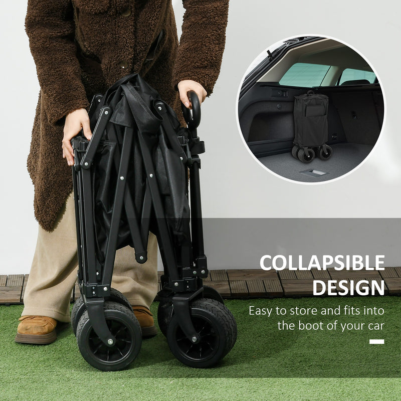 Folding Garden Trolley Wagon With Carry Bag For Camping Beach And Festivals 120kg Capacity