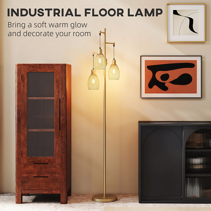 Floor Lamp with Adjustable Dimmable Lights for Living Room or Bedroom Gold