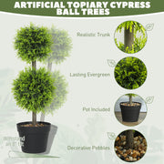 Set of 2 Artificial Topiary Ball Trees 60cm with Pots for Home or Office Decor Green