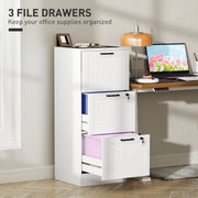 3 Drawer Filing Cabinet with Lock and Adjustable File Rails for Home Office Storage White