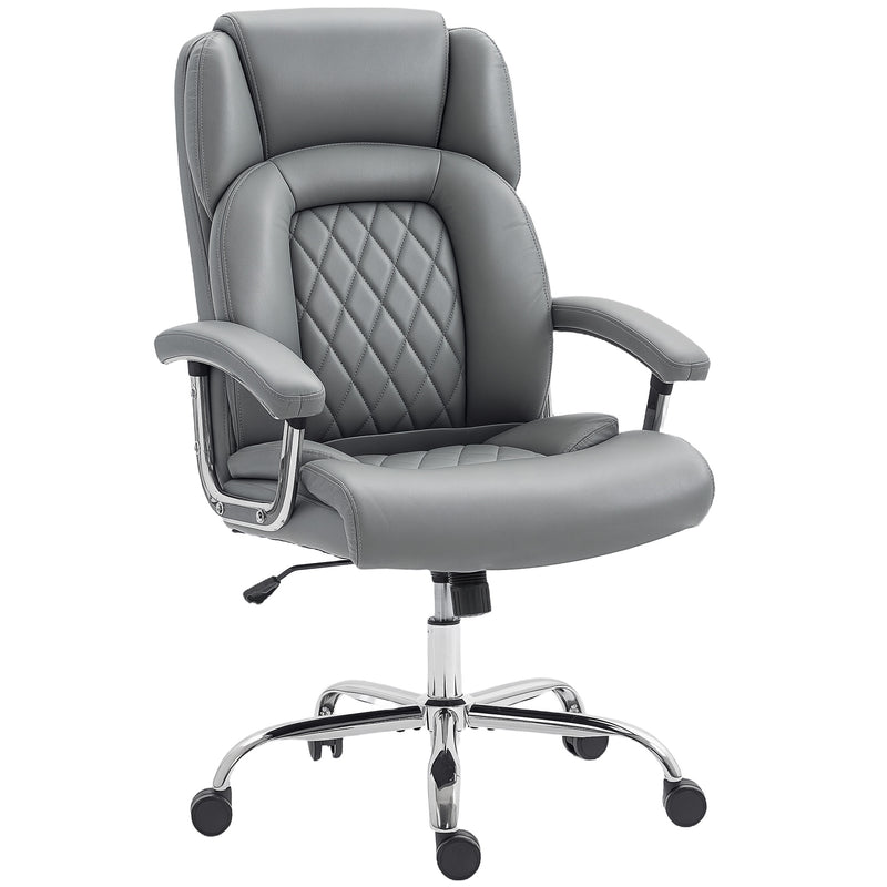 Heavy Duty Executive Office Chair with Spring Cushion Support PU Leather Grey
