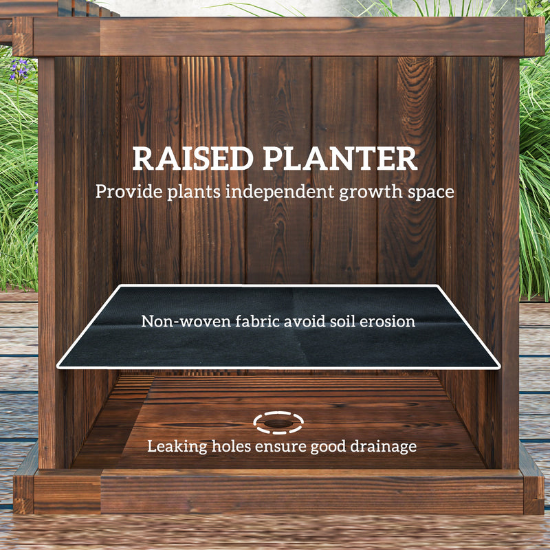 Wooden Raised Garden Planter Bench for Easy Plant Care and Outdoor Seating Carbonised Finish