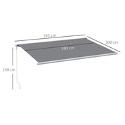 Grey 4x3m Retractable Electric Manual Awning With LED Lights And Remote For Patio