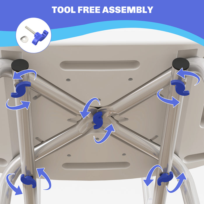 Blue Height Adjustable Shower Chair with Backrest and Anti-Slip Feet by HOMCOM