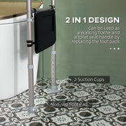 Adjustable Toilet Safety Frame with Armrests and Suction Cups for Elderly Support White AOSOM