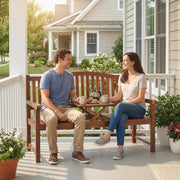 Convertible Wooden Garden Bench With Lift-Up Table and Weatherproof Cover Light Brown Outsunny
