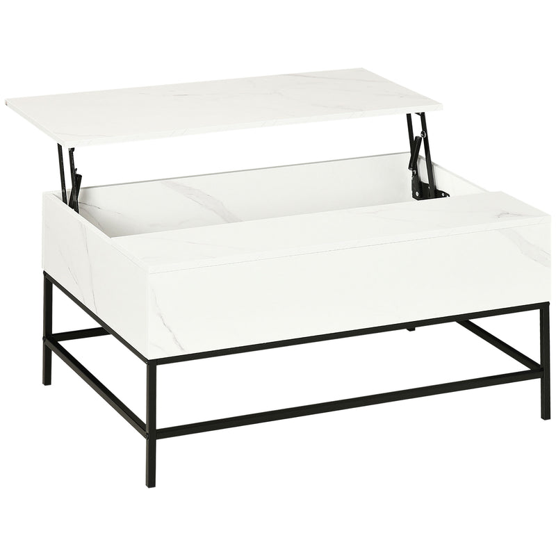 Lift Top Coffee Table with Hidden Storage Compartment for Living Room Organisation White