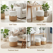 Ottoman Storage Set of 2 with Hidden Compartments for Extra Seating and Space Saving Brown Cream AOSOM
