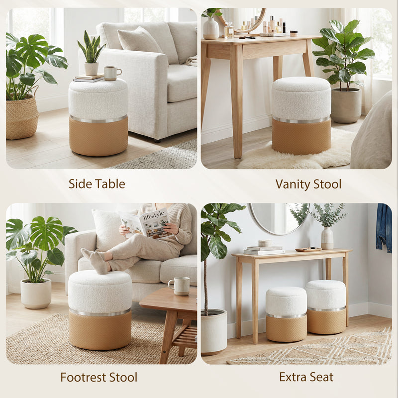Ottoman Storage Set of 2 with Hidden Compartments for Extra Seating and Space Saving Brown Cream AOSOM