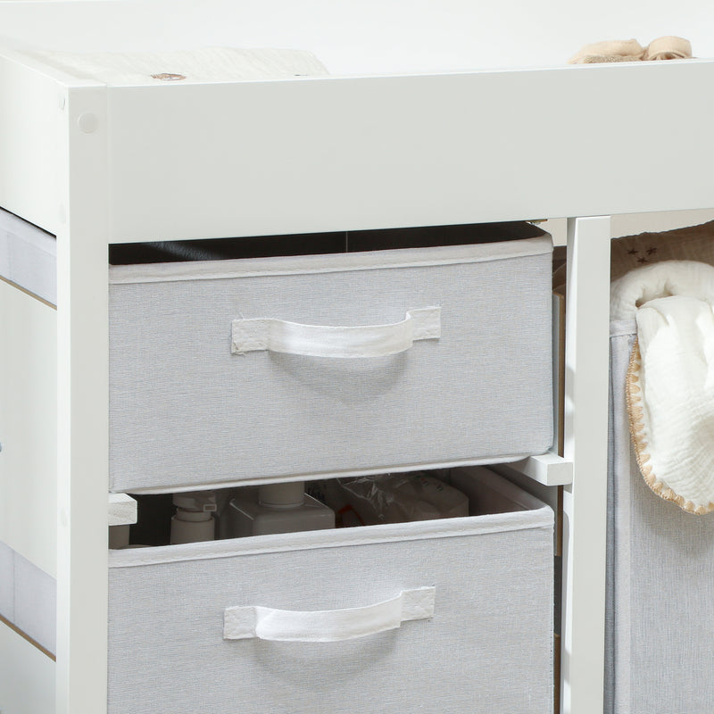 Baby Changing Unit with 4 Drawers and Padded Mat for Nursery or Bedroom, White