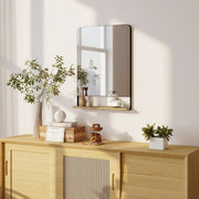 Wall Mounted Mirror with Storage Shelf Ideal for Hallway or Bathroom Use Black AOSOM