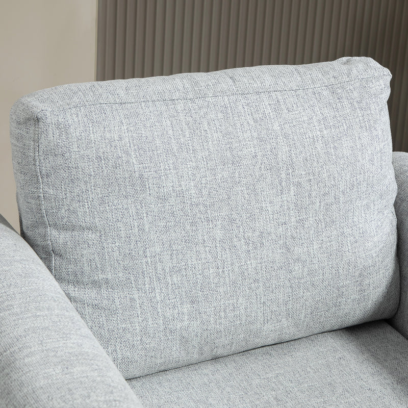 Vintage Upholstered Accent Chair with Back Cushion and Rolled Arms for Living Room Light Grey