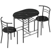 Three Piece Space Saving Dining Set with Stools Ideal for Small Kitchens Black