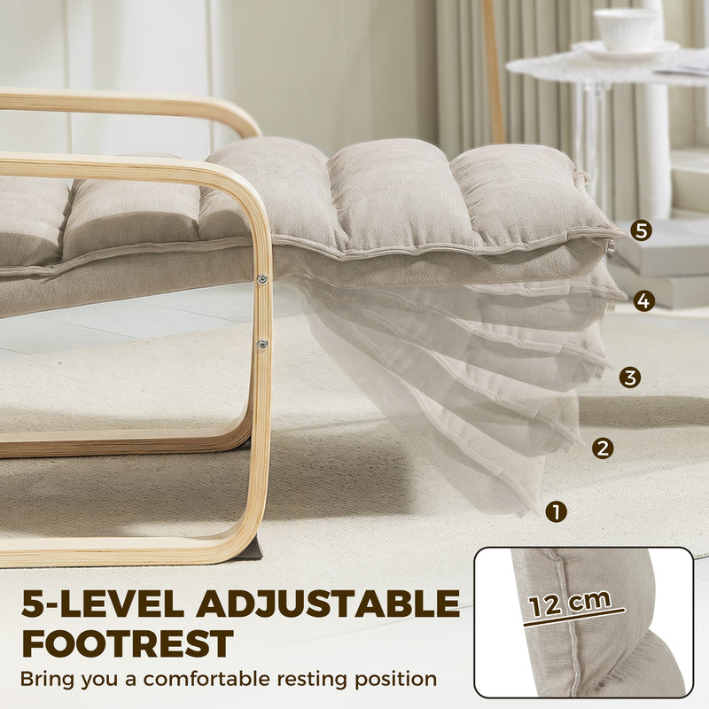 Recliner Armchair with Adjustable Footrest and Rocking Motion for Relaxing at Home Light Brown