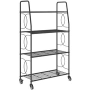 Mobile Plant Stand with 4 Shelves for Indoor or Outdoor Corner Storage Black Outsunny