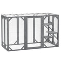 Grey Wooden Outdoor Cat House With Large Door, Platforms and Weatherproof Roof by PawHut