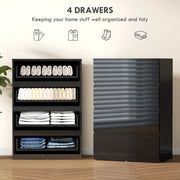 Chest of Drawers with 4 Spacious Handleless Storage Drawers for Bedroom Organisation High Gloss Black AOSOM