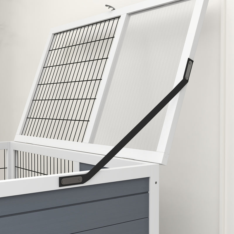 Double Deck Indoor Guinea Pig Cage With Trays Ramps and Open Top for Easy Access Grey