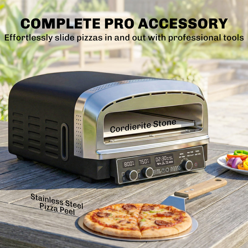 Electric Outdoor Pizza Oven for Evenly Cooked Homemade Pizzas with Adjustable Heat, Black