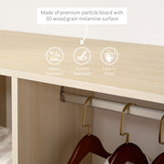 Open Wardrobe with Shelves and Wheels for Easy Clothes Organisation Maple Wood Effect AOSOM