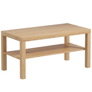 2 Tier Wooden Coffee Table with Storage Shelf for Living Room and Office Natural Finish