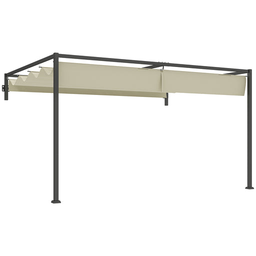 Wall Mounted 3x4m Steel Pergola with Retractable Canopy for Garden and Patio by Outsunny