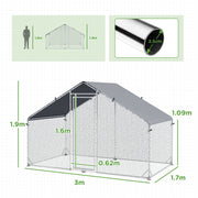 Large Walk In Chicken Coop with Water Resistant Roof for Outdoor Poultry Housing Grey