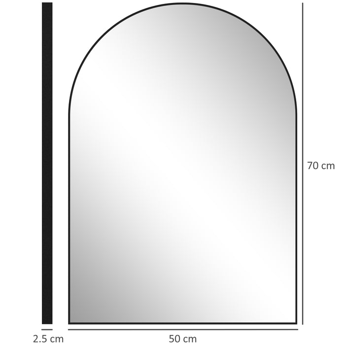 Black Arched Wall Mirror 50 x 70cm for Home or Bathroom by HOMCOM