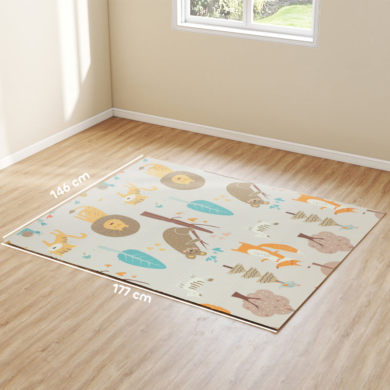 Foldable Double Sided Baby Play Mat Water Resistant for Indoor or Outdoor Use Grey AOSOM