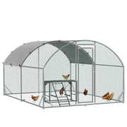 Walk In Chicken Run with Activity Shelf and Weatherproof Cover for Poultry, Green
