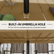Brown 6 Seater Garden Dining Table with Parasol Hole and Steel Frame by Outsunny