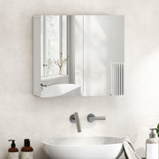 Wall Mounted Double Door Bathroom Cabinet With Mirror And Storage Shelves, White AOSOM