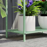 Green 2 Tier Metal Plant Stand with Drain Holes for Indoor and Outdoor Use by Outsunny