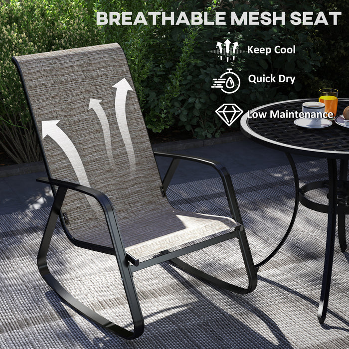 Ergonomic Garden Rocking Chair with High Back and Armrests for Patio or Balcony by Outsunny