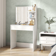 Dressing Table with Mirror and Hidden Storage for Bedroom Organisation, White