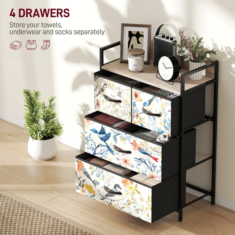 4 Drawer Chest of Drawers with Spacious Storage for Bedroom or Living Room White