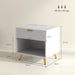 White Bedside Table with Gold Legs, Drawer and Shelf Elegant Design by HOMCOM