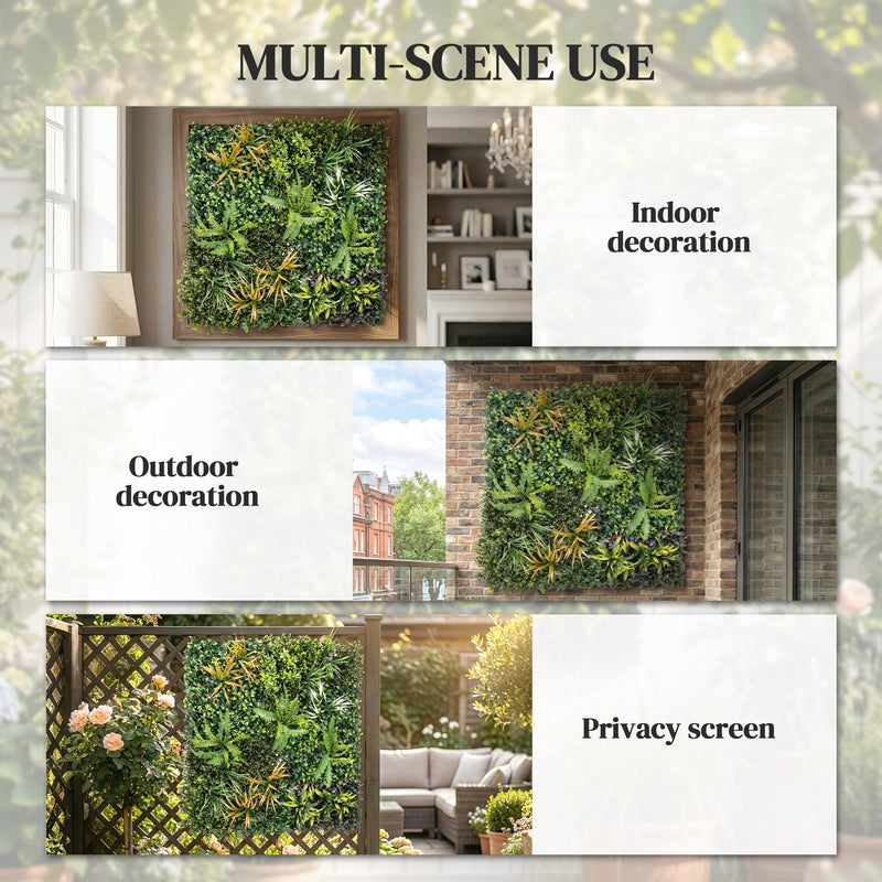 Artificial Hedge Panel for Garden Privacy and Low Maintenance Greenery 100 x 100 cm Green Outsunny