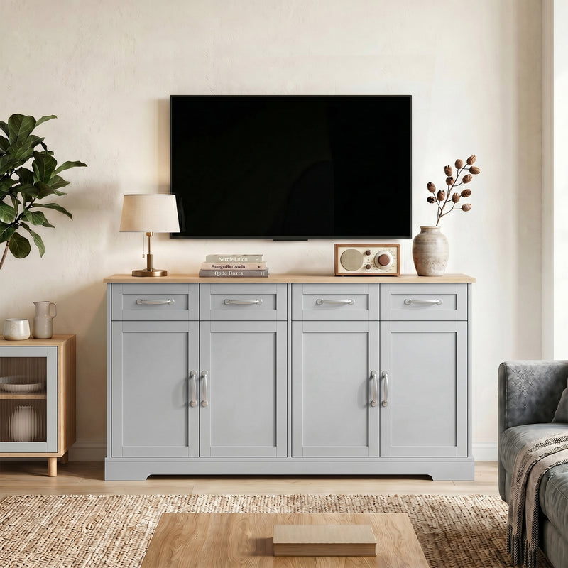 Sideboard with Drawers and Adjustable Shelves for Organised Kitchen Storage Grey Oak