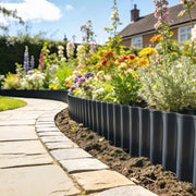 Metal Lawn Edging for Easy Flexible Garden Borders and Neat Flower Beds Dark Grey AOSOM