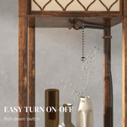 Standing Floor Lamp With Three Storage Shelves For Living Room Or Bedroom, Rustic Brown White AOSOM