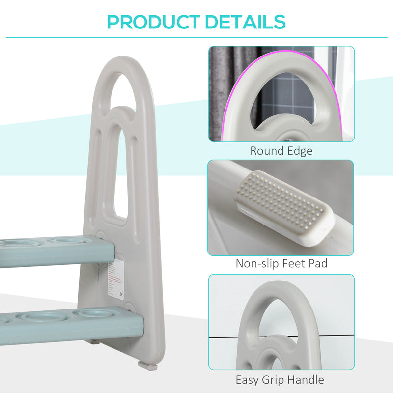 Blue and Grey Toddler Step Stool Ladder for Kitchen Sink Toilet and Potty Training Use