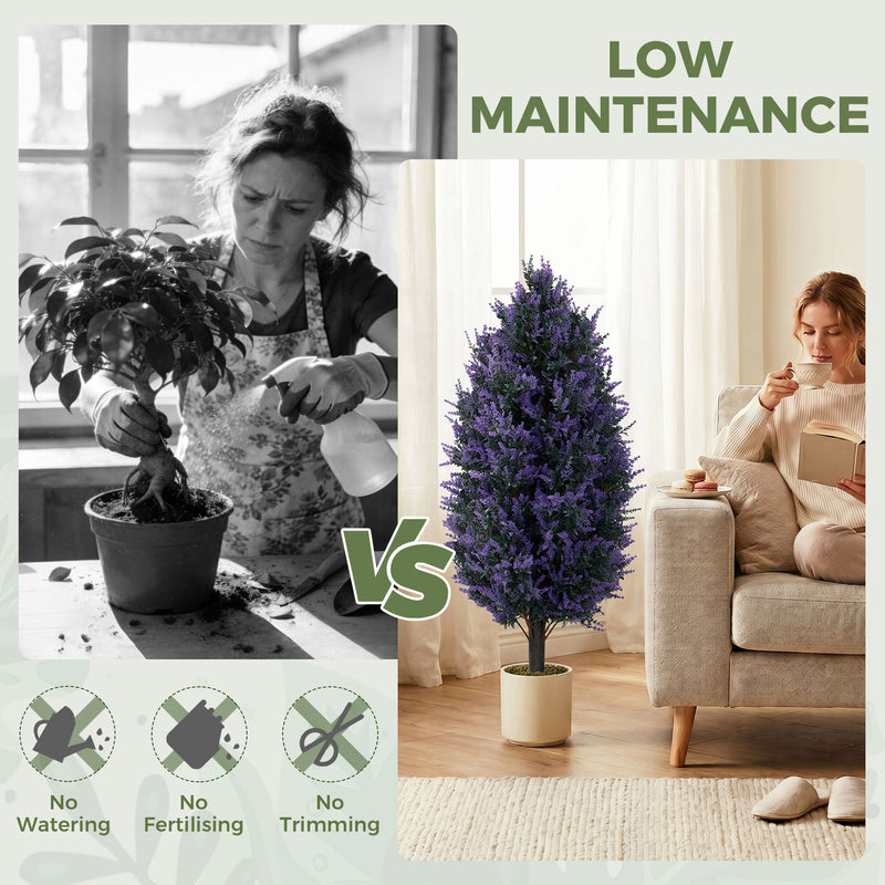 Artificial Lavender Towers Set of 2 for Easy Year Round Garden Colour Blue