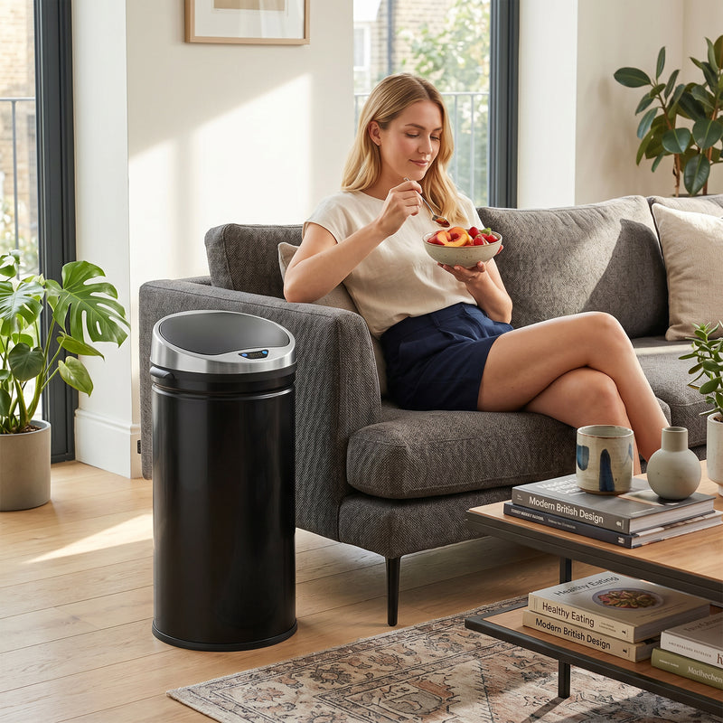 Sensor Kitchen Bin 42L Touch Free with Soft Close Lid for Easy Hygienic Waste Disposal Black