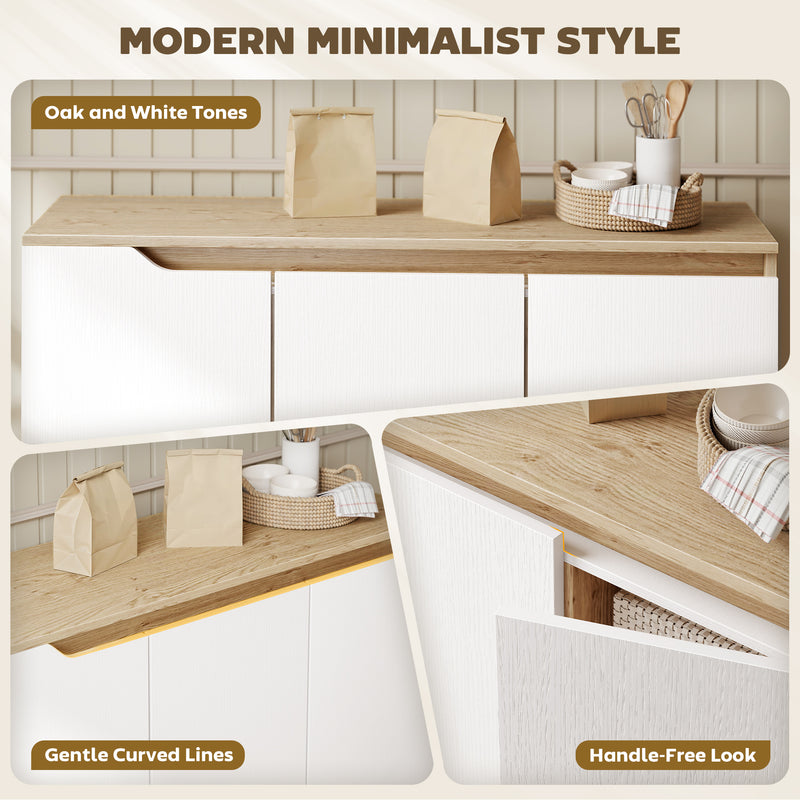 Sideboard Storage Cabinet with Adjustable Shelves for Organising Dining Room Essentials Oak White