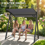 Garden Swing Seat for 3 with Adjustable Sun Shade and Breathable Fabric Grey Outsunny