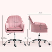 Pink Velvet Feel Tub Office Chair with Padded Seat for Home or Office Use