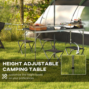 4 Seater Folding Aluminium Picnic Table and Bench Set For Camping and Outdoor Use Silver AOSOM