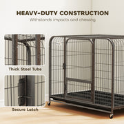 Large Dog Crate with Heavy Duty Steel Frame and Lockable Wheels for Secure Home Use Black Pawhut